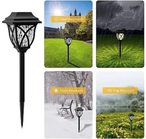 Set 4 x lampa solara felinar LED 43 cm patrate, pentru terasa, alee sau gradina - Img 3