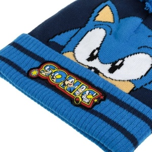 Set caciula, manusi si fular, Model Sonic, Captuseala fleece, 3 piese, 8 ani, Albastru - Img 3