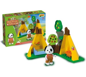 Set constructie cuburi Unico Maximilian Families In camping 29 piese pentru copii intre 1 si 5 ani - Img 2