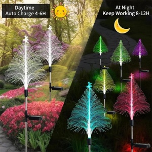Set cu 2 Lampi Solare in forma de Bradut de Craciun, 7 Culori Schimbatoare, 90cm Inaltime, Multicolor - Img 7