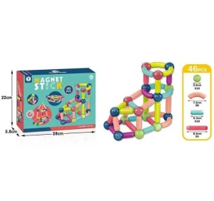Set cu 46 de piese magnetice de constructie, pentru copii 3 ani+, plastic, usoare si rezistente, multicolor - Img 7