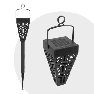 Set cu 6 lampi solare decorative pentru gradina, 2 in 1, suspendata sau infipta, negru, cu lumina alba calda - Img 8