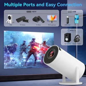 Set cu proiector de jocuri 3D, X10 Plus, 2 controlere, 4K, 60W, 5G Wi-Fi, 10.1x10.35cm, alb - Img 5