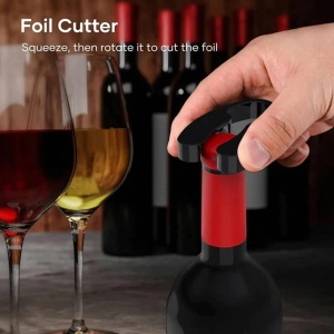 Set cu tirbuson electric si cutter pentru vin, Incarcare USB, Argintiu - Img 3