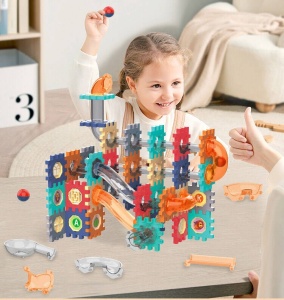 Set de Constructie 125 Piese cu Tuburi si Bile pentru Copii 3+ ani, Blocuri de Asamblat DIY, Multicolor - Img 2