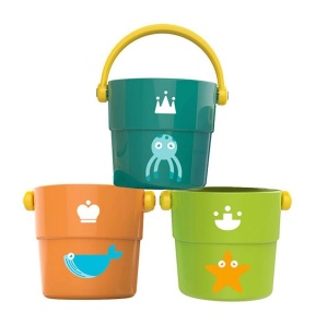 Set de joaca cu 3 galeti pentru copii 1 an+, pentru apa sau nisip, plastic, multicolor