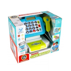 Set de joaca supermarket cu casa de marcat si 21 accesorii, cu lumini, 33x20x14.5cm, albastru/rosu - Img 1