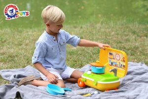 Set de jucarie pentru copii, mini bucatarie in troler galben, cu accesorii - Img 3