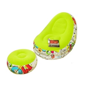 Set fotoliu gonflabil si suport pentru picioare din PVC, Pompa inclusa, Dimensiune 116x 98x83 cm - Img 3
