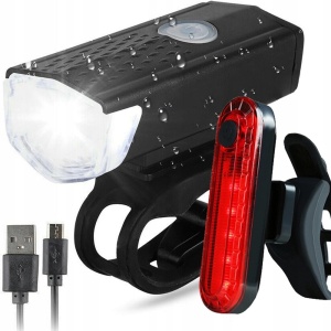 Set lumini bicicleta - Far si stop LED - Acumulator reincarcabil USB