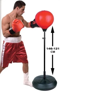 Set Minge de Box & Mănuși pentru Adulți, Roșu cu negru, Reglabil 121-146 cm, Bază Stabilă - Img 3