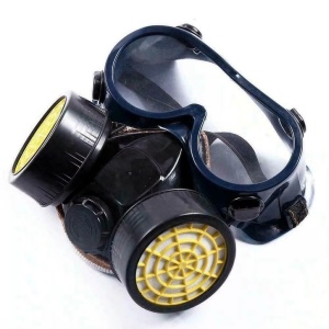 Set Ochelari si Masca de Protectie, cu 2 Filtre de Carbon Activ, Anti-Praf si Vapori Anti-Poluare, Negru - Img 3