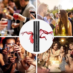 Set Tirbuson Electric, 4 in 1 cu taietor de folie, dop de vid si aerator/varsator de vin, Desfacator Pentru Vin, Premium, Multifunctional, Negru - Img 16