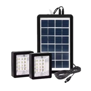 Sistem de iluminare LED cu 2 proiectoare si panou solar, Putere 6V 3W 1200LM, Acumulator 3600mAh - Img 6
