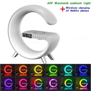 Statie de incarcare mobil cu iluminare RGB si boxa Bluetooth, Alb - Img 7