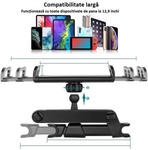 Suport auto pentru telefon sau tableta cu fixare pe tetiera - Img 3