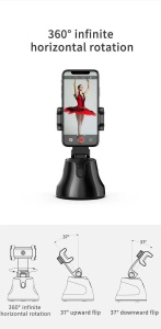 Suport Automat pentru Telefon cu Tracking, Camera, Difuzor, Bluetooth, 360°, Portabil, Negru - Img 12