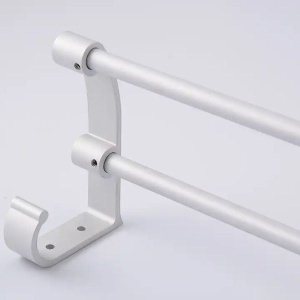 Suport dublu pentru prosoape din aluminiu solid, 60x11cm, Argintiu - Img 4
