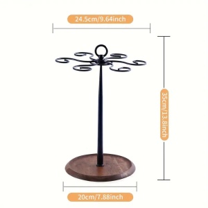 Suport pentru 6 pahare de vin din metal cu baza din lemn, Inaltime 35cm - Img 9
