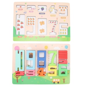 Tabla educativa cu cifre de la 1 la 10, tabla fata-verso, pentru copii 3 ani+, din lemn, 34x24 cm, multicolor - Img 3