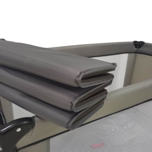 Tarc Patut cu Fereastra pentru Copii, 0+ani, material lavabil, 120x65x78cm, gri - Img 6