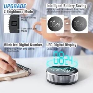 Temporizator-Cronometru Digital cu LED, Magnetic, 77x77x30mm, Negru - Img 6