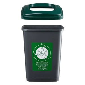 Tomberon, din plastic, pentru reciclare, capacitate 50L, gri-verde - Img 2