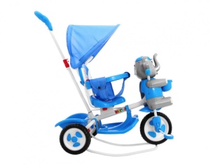 Tricicleta pentru copii 6 luni+, Elefant, cu parasolar, albastru - Img 5