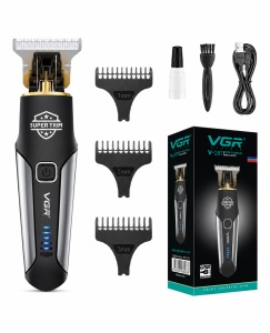 Trimmer Profesional VGR V-287 SuperTrim, Lame T din Otel Inoxidabil, Autonomie 90 Minute, Incarcare USB
