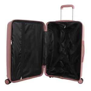 Valiza - Troler, Model cu dungi reliefate, Capacitate 33L, Culoare roz - Img 8