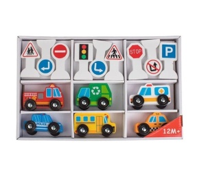 Vehicule din lemn cu roti si forme, 15 Piese, 3ani+, 29.5×4.5×19 cm - Img 2