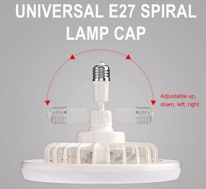 Ventilator de tavan silentios, 30W, 3 viteze, cu soclu E27/B22, lumina si telecomanda, alb-galben - Img 4