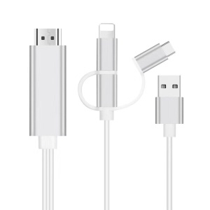 Adaptor 3in1, de la HDMI la Lightning/MicroUSB/USB-C, Redare 4K, Lungime cablu 2m - Img 2