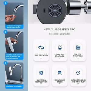 Adaptor prelungitor universal pentru baterii de bucătărie sau baie, cu braț rotativ la 360° și funcție de economisire a apei - Img 12