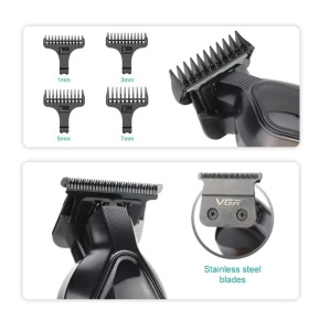 Aparat de tuns profesional V-921, fara fir, cu 7 accesorii, 4 distantiere, negru-auriu - Img 2