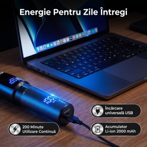 Aparat de tuns profesional VGR V-698, Lame ceramice, Afisaj LED, Autonomie 200 minute, Incarcare USB - Img 7