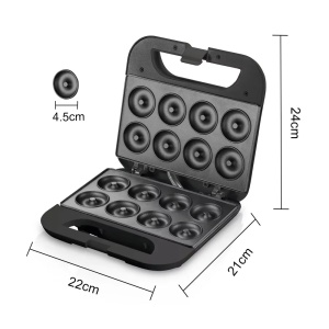 Aparat electric pentru preparat gogosi/donut, 8 forme, 850W, placi antiaderente, negru - Img 8