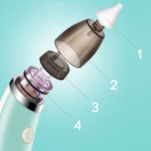 Aspirator nazal pentru copii, portabil, 5 trepte de viteza si 2 capete, incarcare USB, verde - Img 4