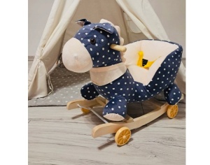 Balansoar pentru Copii 6 luni+, Calut din Plus, Structura din Lemn, 4 Kg, Bleumarin cu Buline - Img 4