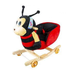 Balansoar pentru copii model Albinuta, cu roti, Copii 1-3 ani, Dimensiune 68x28x53 cm, Rosu/Negru