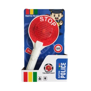Baston de politie de jucarie, STOP, pentru copii 3+ ani, cu lumina