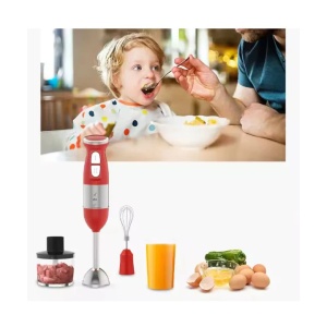 Blender de mana 4 in 1, NF-8008S, 500W, cu 4 accesorii, tel, bol de 600ml, cana de 500ml, 2 viteze, 37 cm, ABS si inox, rosu-argintiu - Img 6