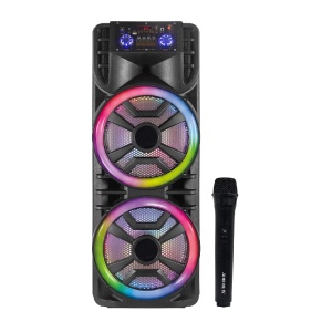 Boxa Portabila cu 2 Difuzoare x 12", Bluetooth, 80W, Super Bass, Microfon, Telecomanda, 6000 mAh, RGB, Negru - Img 3