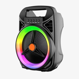 Boxa portabila cu lumina RGB, CS-0604, cu difuzor 6.5", USB, 8W, Negru - Img 1