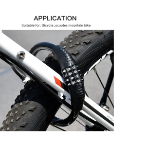 Cablu antifurt pentru bicicleta, cu cifru, din otel, de 1m, cu suport de atasare inclus - Img 5