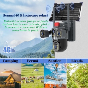 Camera de supraveghere cu panou solar V380 PRO - Conectivitate 4G LTE cu Cartela SIM - 12MP 4K Ultra HD - Img 3