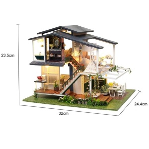 Casa pentru copii, de asamblat DIY, din lemn, cu mobilier si iluminare - Img 6