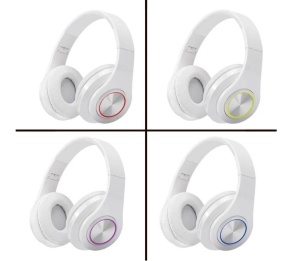 Casti Audio Pliabile, cu Lumini LED, Microfon, alb - Img 2
