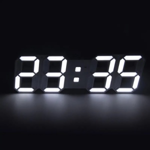 Ceas digital 3D iluminat LED, Pentru birou sau perete, Alb - Img 3