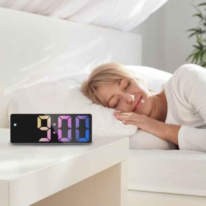 Ceas electronic LED cu afisaj RGB, Termometru si Alarma, Negru/Alb - Img 3
